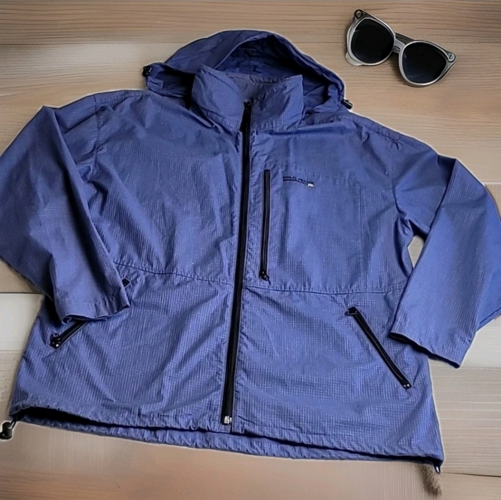 Vintage Polo Jeans Co Ralph Lauren Hooded Windbreaker Jacket 90s Full Zip Blue